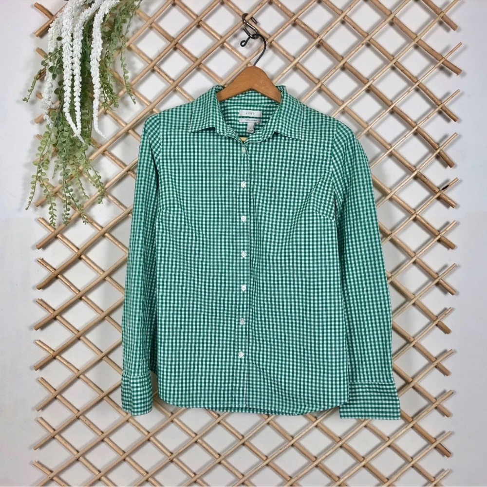 J. Crew Gingham Plaid Career Preppy Button Down